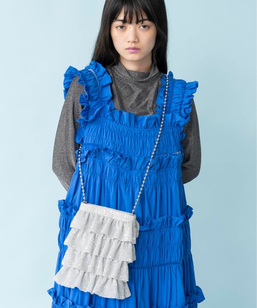 Casselini(キャセリーニ)の「Casselini(キャセリーニ)キラキラプリーツフリルポシェット(ショルダーバッグ・レディース・シルバー/ゴールド/ブラック/マルチ・FREE)」の22枚目の写真