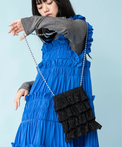 Casselini(キャセリーニ)の「Casselini(キャセリーニ)キラキラプリーツフリルポシェット(ショルダーバッグ・レディース・シルバー/ゴールド/ブラック/マルチ・FREE)」の19枚目の写真