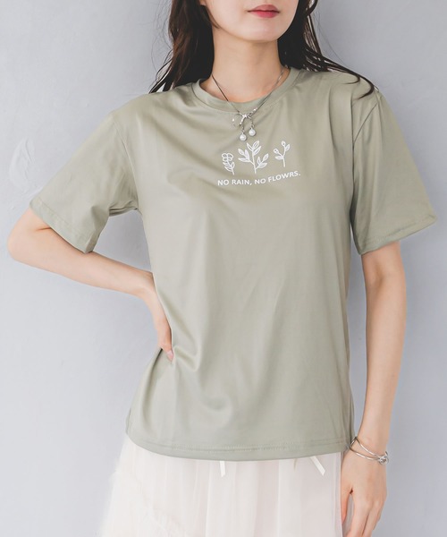 madrepadre(マドレパドレ)の「リーフデザイン 半袖 Tシャツ(Tシャツ/カットソー・レディース・ブラック/ホワイト/ベージュ/オリーブ・FREE)」の11枚目の写真