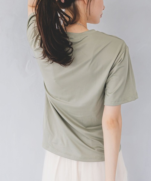 madrepadre(マドレパドレ)の「リーフデザイン 半袖 Tシャツ(Tシャツ/カットソー・レディース・ブラック/ホワイト/ベージュ/オリーブ・FREE)」の13枚目の写真