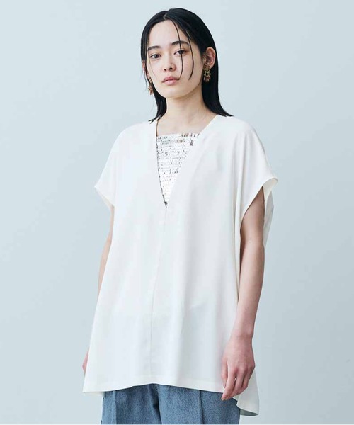 MEDE19F(メデジュウキュウ)の「MEDE19F スパンコールが見えるフェイクレイヤードトップス(Tシャツ/カットソー・レディース・ブラック/ホワイト・LARGE/X-LARGE/XX-LARGE/MEDIUM)」の2枚目の写真