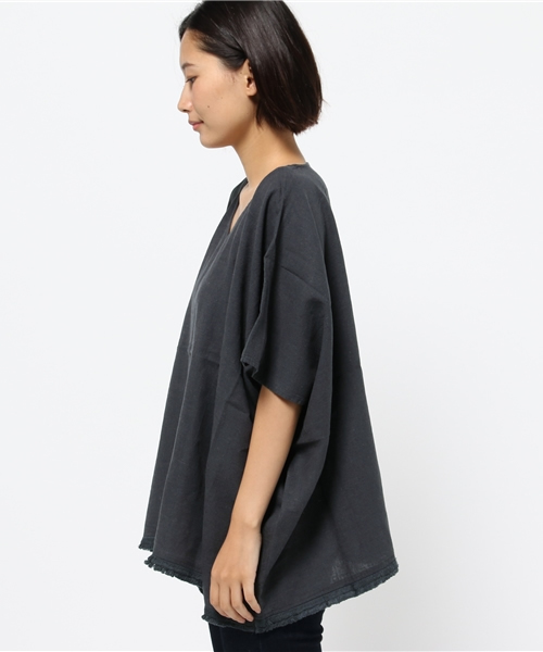 LBC(エルビーシー)の「リネンCRフリンジドルマンブラウス(シャツ/ブラウス・レディース・ダークグレー/ダークブルー・FREE)」の9枚目の写真