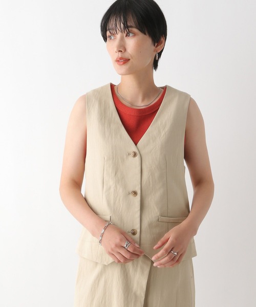 LEPSIM（レプシィム）の「リネン混ベスト　124029（ベスト・レディース・アイボリー/チャコールグレー/カーキブラウン・FREE）」の5枚目の写真