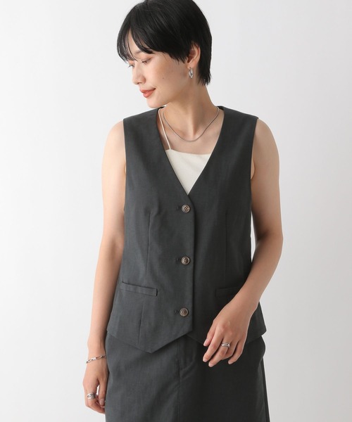 sisin リネン　ベスト　グレー sisin リネン ベスト グレー
