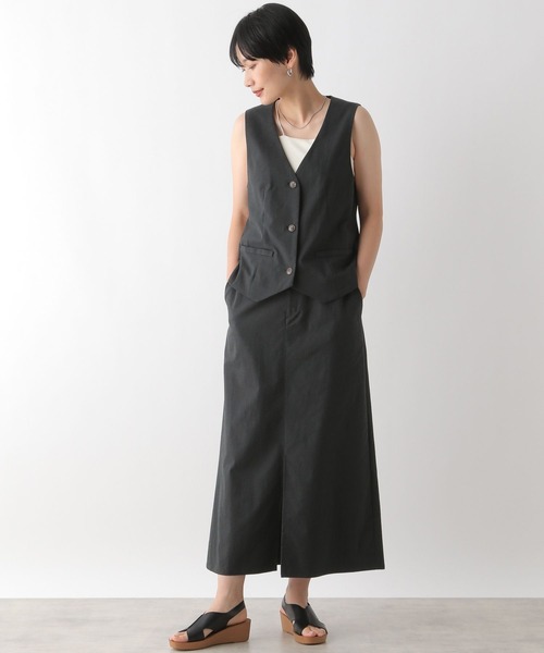 LEPSIM（レプシィム）の「リネン混ベスト　124029（ベスト・レディース・アイボリー/チャコールグレー/カーキブラウン・FREE）」の13枚目の写真