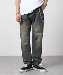 ZIP FIVE | 【ZIP FIVE】 ケミカル ダメージ ヴィンテージライク タック テーパード ハイウエスト デニム パンツ(デニムパンツ)