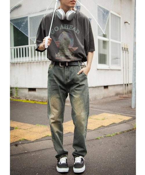 ZIP FIVE（ジップファイブ）の「【ZIP FIVE】 ケミカル ダメージ ヴィンテージライク タック テーパード ハイウエスト デニム パンツ（デニムパンツ・メンズ・ネイビー・X-LARGE/LARGE/MEDIUM/SMALL）」の19枚目の写真