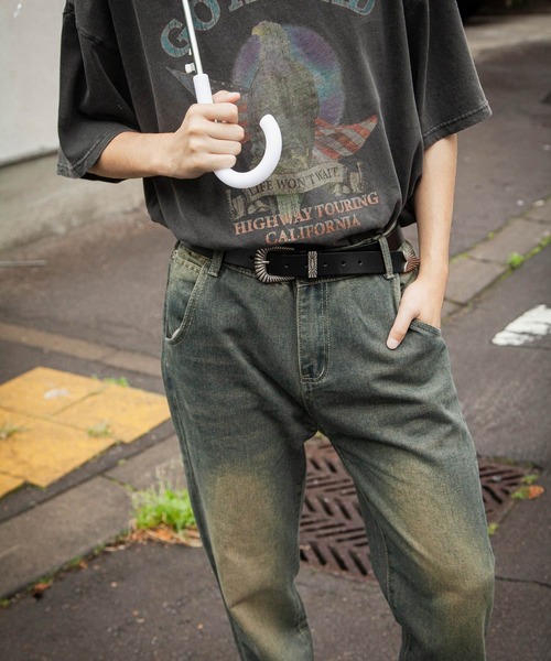 ZIP FIVE（ジップファイブ）の「【ZIP FIVE】 ケミカル ダメージ ヴィンテージライク タック テーパード ハイウエスト デニム パンツ（デニムパンツ・メンズ・ネイビー・X-LARGE/LARGE/MEDIUM/SMALL）」の22枚目の写真