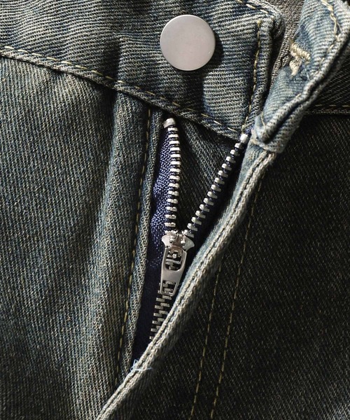 ZIP FIVE（ジップファイブ）の「【ZIP FIVE】 ケミカル ダメージ ヴィンテージライク タック テーパード ハイウエスト デニム パンツ（デニムパンツ・メンズ・ネイビー・X-LARGE/LARGE/MEDIUM/SMALL）」の3枚目の写真