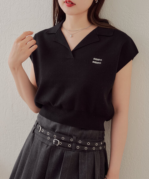 SALON by Chico】ロゴジャガードポロニットベスト（ニット