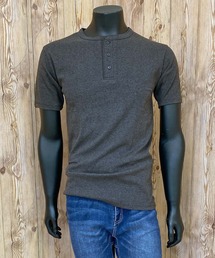 リブ 半袖 ヘンリーネック Tシャツ デイリーウェア