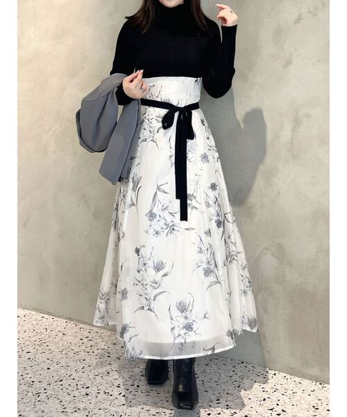 セール】フラワードッキングコルセットニットワンピース 花柄  