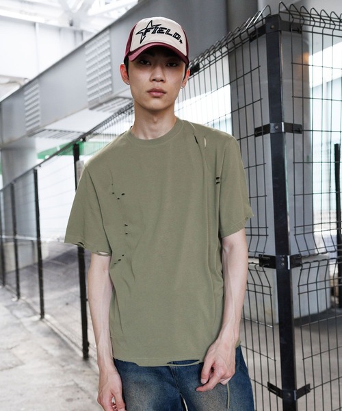 3.3 Field Trip （3.3フィールドトリップ）の「3.3 Field Trip／クラッシュダメージT（Tシャツ/カットソー・メンズ・カーキ/チャコール・FREE）」の21枚目の写真