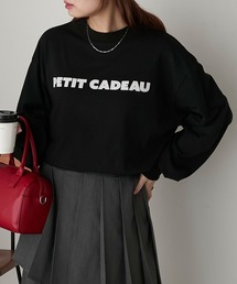 フロッキープリントボリュームスリーブロンTEE