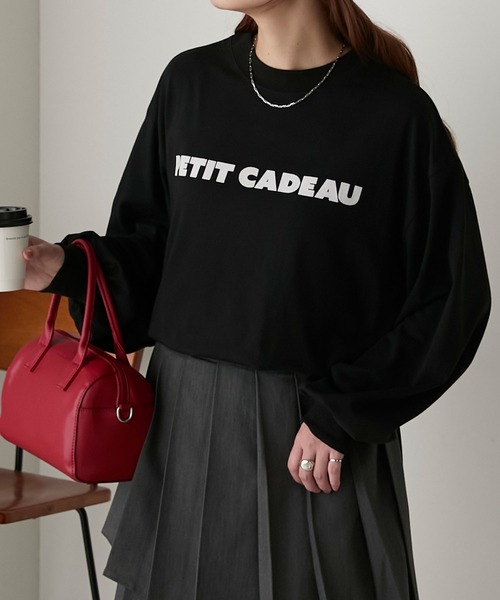 BONLECILL(ボンルシール)の「フロッキープリントボリュームスリーブロンTEE(Tシャツ/カットソー・レディース・オフホワイト/チャコールグレー/アイボリー/ブラック・FREE)」の17枚目の写真