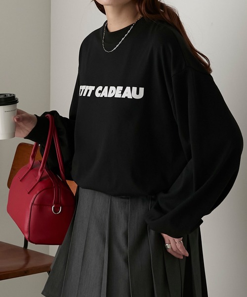 BONLECILL(ボンルシール)の「フロッキープリントボリュームスリーブロンTEE(Tシャツ/カットソー・レディース・オフホワイト/チャコールグレー/アイボリー/ブラック・FREE)」の18枚目の写真