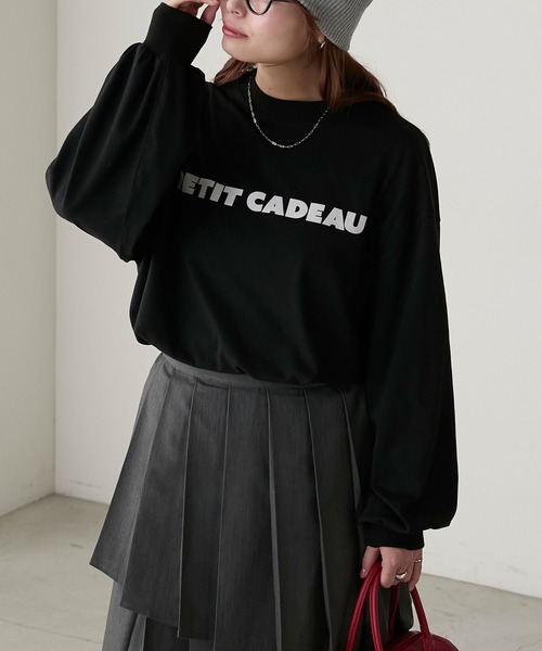 BONLECILL(ボンルシール)の「フロッキープリントボリュームスリーブロンTEE(Tシャツ/カットソー・レディース・オフホワイト/チャコールグレー/アイボリー/ブラック・FREE)」の20枚目の写真