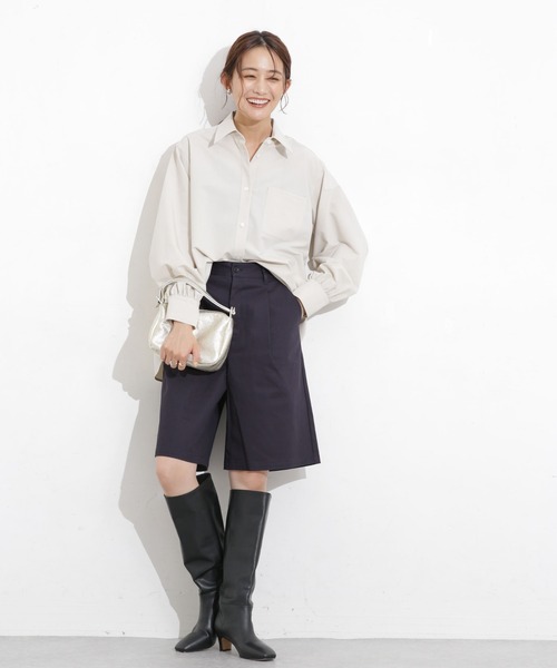 NANO universe（ナノユニバース）の「ワンタックショートパンツ（その他パンツ・レディース・ネイビー/ベージュ/チャコール/カーキ/ブラック・XS/S/M/L/XL）」の17枚目の写真
