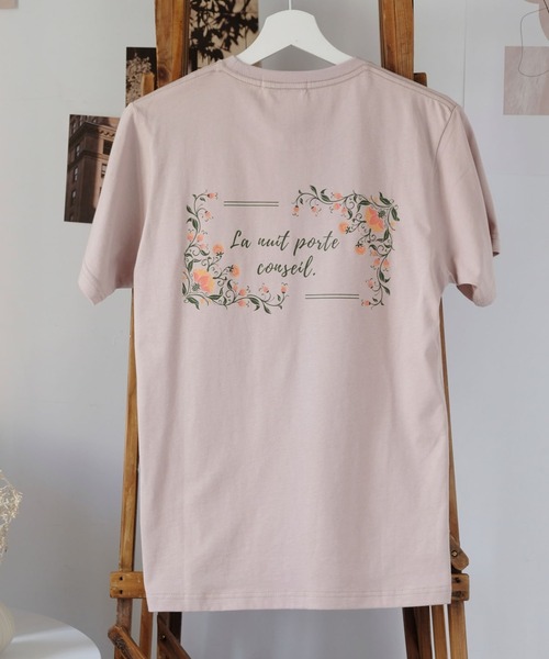 Girly Doll(ガーリードール)の「オリジナルプリントハート&フラワーTシャツ(Tシャツ/カットソー・レディース・ピンク/ベージュ/ダークグレー・F)」の1枚目の写真