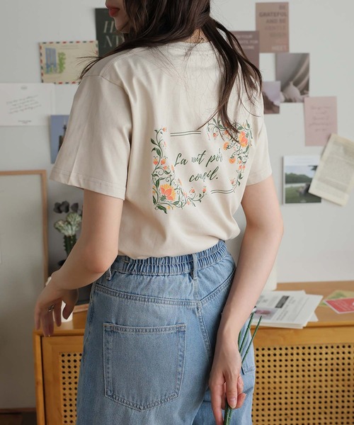 Girly Doll(ガーリードール)の「オリジナルプリントハート&フラワーTシャツ(Tシャツ/カットソー・レディース・ピンク/ベージュ/ダークグレー・F)」の16枚目の写真