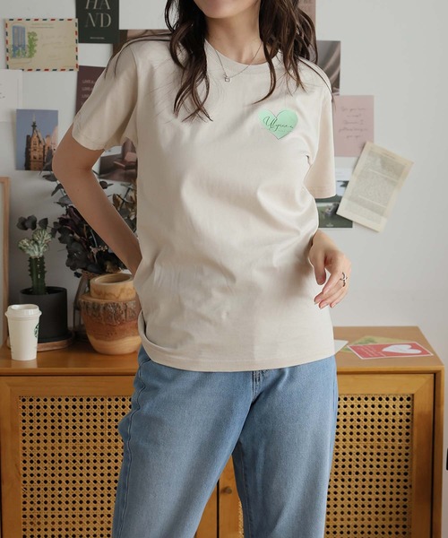 Girly Doll(ガーリードール)の「オリジナルプリントハート&フラワーTシャツ(Tシャツ/カットソー・レディース・ピンク/ベージュ/ダークグレー・F)」の17枚目の写真