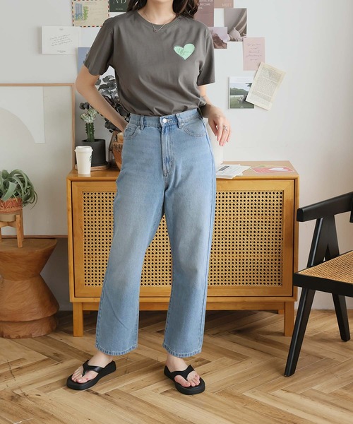 Girly Doll(ガーリードール)の「オリジナルプリントハート&フラワーTシャツ(Tシャツ/カットソー・レディース・ピンク/ベージュ/ダークグレー・F)」の7枚目の写真