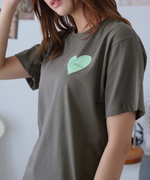 Girly Doll(ガーリードール)の「オリジナルプリントハート&フラワーTシャツ(Tシャツ/カットソー・レディース・ピンク/ベージュ/ダークグレー・F)」の5枚目の写真