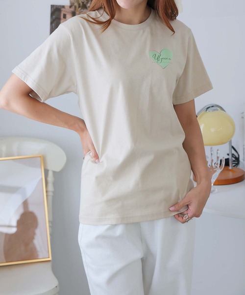 Girly Doll(ガーリードール)の「オリジナルプリントハート&フラワーTシャツ(Tシャツ/カットソー・レディース・ピンク/ベージュ/ダークグレー・F)」の10枚目の写真