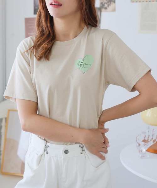Girly Doll(ガーリードール)の「オリジナルプリントハート&フラワーTシャツ(Tシャツ/カットソー・レディース・ピンク/ベージュ/ダークグレー・F)」の12枚目の写真