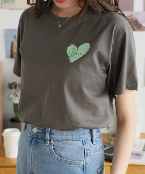 Girly Doll(ガーリードール)の「オリジナルプリントハート&フラワーTシャツ(Tシャツ/カットソー・レディース・ピンク/ベージュ/ダークグレー・F)」の19枚目の写真