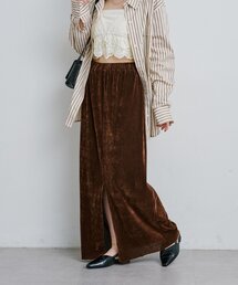 Kastane | 【2サイズ展開/裏地付き】ベロアチュールスカート(スカート)