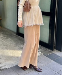 Kastane | 【低身長サイズ/2サイズ展開/裏地付き】チュールベロアスカート(スカート)