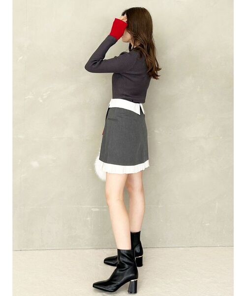 MERCURYDUO（マーキュリーデュオ）の「バイカラーレイヤード風リブニット（ニット/セーター・レディース・グレー/オフホワイト/チャコールグレー・FREE）」の17枚目の写真