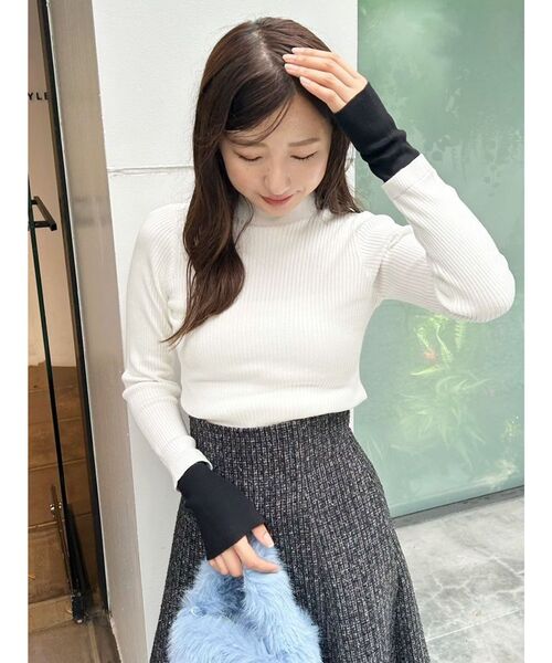 MERCURYDUO（マーキュリーデュオ）の「バイカラーレイヤード風リブニット（ニット/セーター・レディース・グレー/オフホワイト/チャコールグレー・FREE）」の19枚目の写真