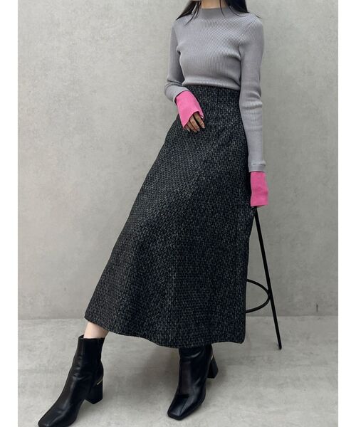 MERCURYDUO（マーキュリーデュオ）の「バイカラーレイヤード風リブニット（ニット/セーター・レディース・グレー/オフホワイト/チャコールグレー・FREE）」の20枚目の写真