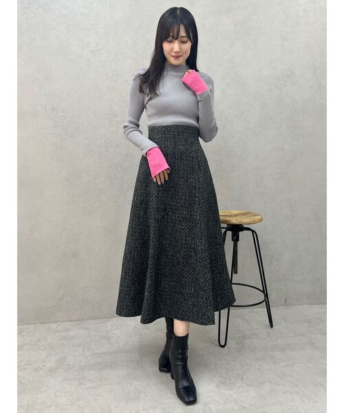 MERCURYDUO（マーキュリーデュオ）の「バイカラーレイヤード風リブニット（ニット/セーター・レディース・グレー/オフホワイト/チャコールグレー・FREE）」の21枚目の写真