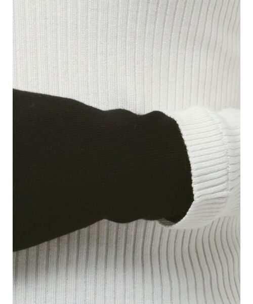 MERCURYDUO（マーキュリーデュオ）の「バイカラーレイヤード風リブニット（ニット/セーター・レディース・グレー/オフホワイト/チャコールグレー・FREE）」の6枚目の写真