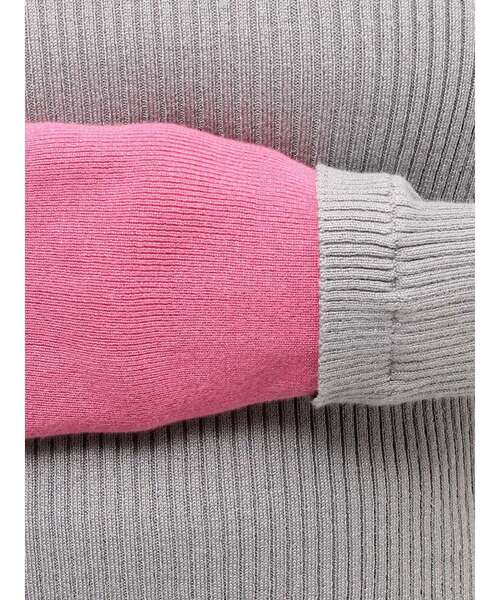 MERCURYDUO（マーキュリーデュオ）の「バイカラーレイヤード風リブニット（ニット/セーター・レディース・グレー/オフホワイト/チャコールグレー・FREE）」の7枚目の写真