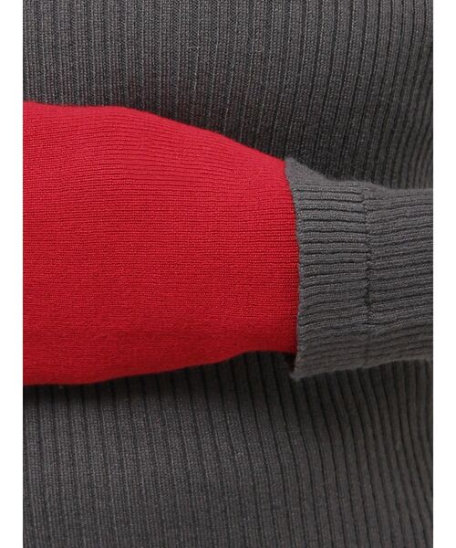 MERCURYDUO（マーキュリーデュオ）の「バイカラーレイヤード風リブニット（ニット/セーター・レディース・グレー/オフホワイト/チャコールグレー・FREE）」の8枚目の写真