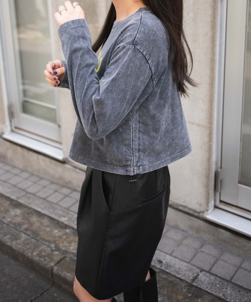 WEGO(ウィゴー)の「WEGO/ヴィンテージウォッシュドロストロンT(Tシャツ/カットソー・レディース・スミクロ/ライトグレー・FREE)」の4枚目の写真