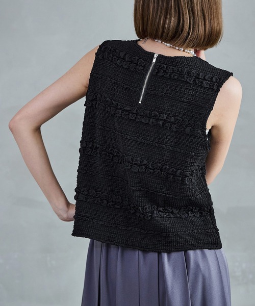 Fashion Letter(ファッションレター)の「ポコポコジャガードノースリブラウス ノースリ トップス(シャツ/ブラウス・レディース・アイボリー/ブラック・M)」の22枚目の写真
