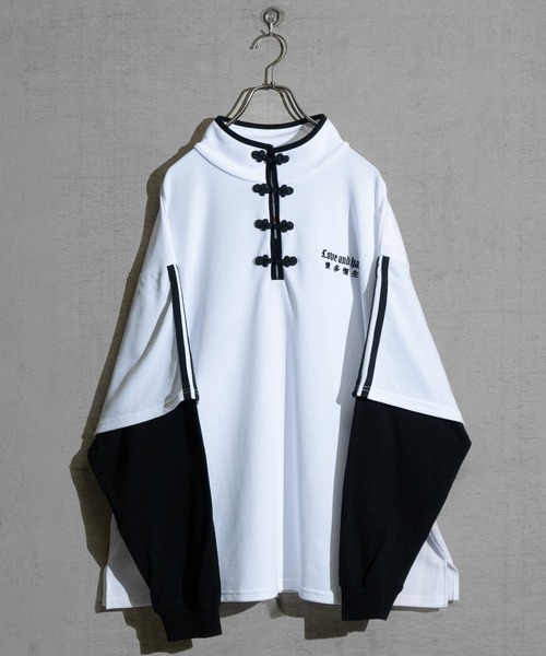JOHN'S CLOSET(ジョンズクローゼット)の「【13】フェイクレイヤード チャイナボタン ハイネック(スウェット・レディース・ホワイト×ブラック/ブラック×パープル/ブラック×ホワイト・MEDIUM/LARGE)」の16枚目の写真