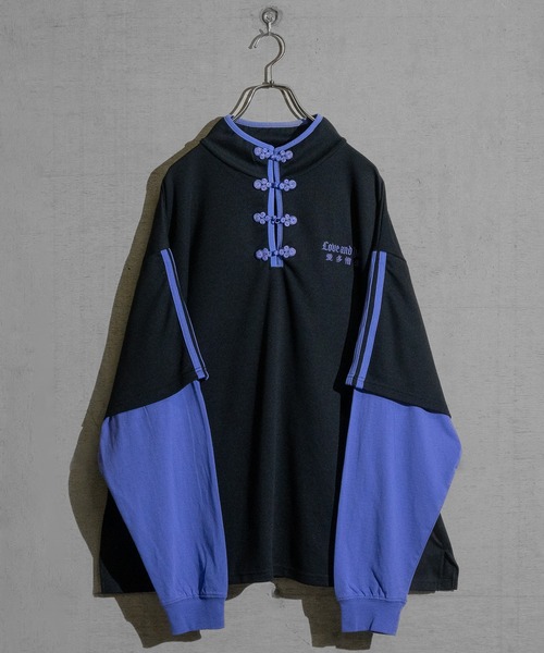JOHN'S CLOSET(ジョンズクローゼット)の「【13】フェイクレイヤード チャイナボタン ハイネック(スウェット・レディース・ホワイト×ブラック/ブラック×パープル/ブラック×ホワイト・MEDIUM/LARGE)」の20枚目の写真