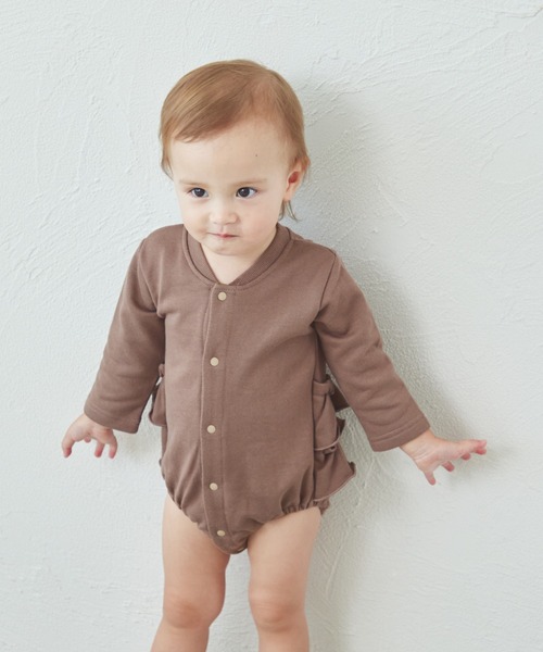 pairmanon（ペアマノン）の「【ベビー】裏毛 バックフリル ロンパース（ロンパース・キッズ・ブラウン/ミント/ピンク・80/70）」の4枚目の写真