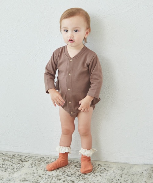 pairmanon（ペアマノン）の「【ベビー】裏毛 バックフリル ロンパース（ロンパース・キッズ・ブラウン/ミント/ピンク・80/70）」の7枚目の写真