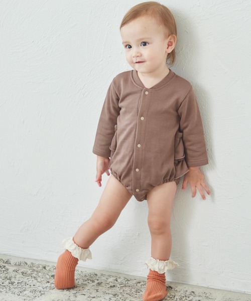 pairmanon（ペアマノン）の「【ベビー】裏毛 バックフリル ロンパース（ロンパース・キッズ・ブラウン/ミント/ピンク・80/70）」の9枚目の写真