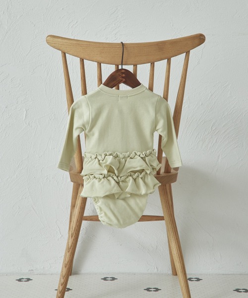 pairmanon（ペアマノン）の「【ベビー】裏毛 バックフリル ロンパース（ロンパース・キッズ・ブラウン/ミント/ピンク・80/70）」の6枚目の写真