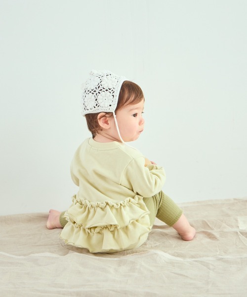 pairmanon（ペアマノン）の「【ベビー】裏毛 バックフリル ロンパース（ロンパース・キッズ・ブラウン/ミント/ピンク・80/70）」の8枚目の写真