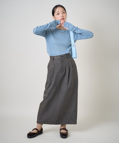 FREAK'S STORE(フリークスストア)の「ウーリータッチ カーヴィースカート(スカート・レディース・ライトグレー/ブラック/ブラウン・MEDIUM/SMALL)」の4枚目の写真