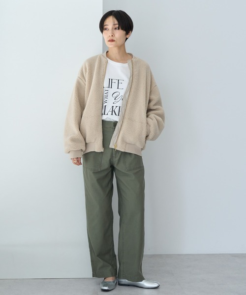 AMERICAN HOLIC(アメリカンホリック)の「ボアブルゾン(ブルゾン・レディース・チャコールグレー/ライトベージュ・M/L)」の4枚目の写真